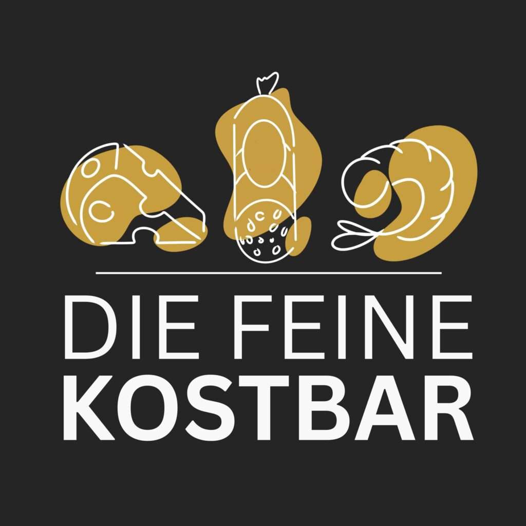 Logo von Feine Kostbar – süßer Feinkostladen in Köln auf dunklem Hintergrund Logo von Feine Kostbar – süßer Feinkostladen in Köln auf dunklem Hintergrund