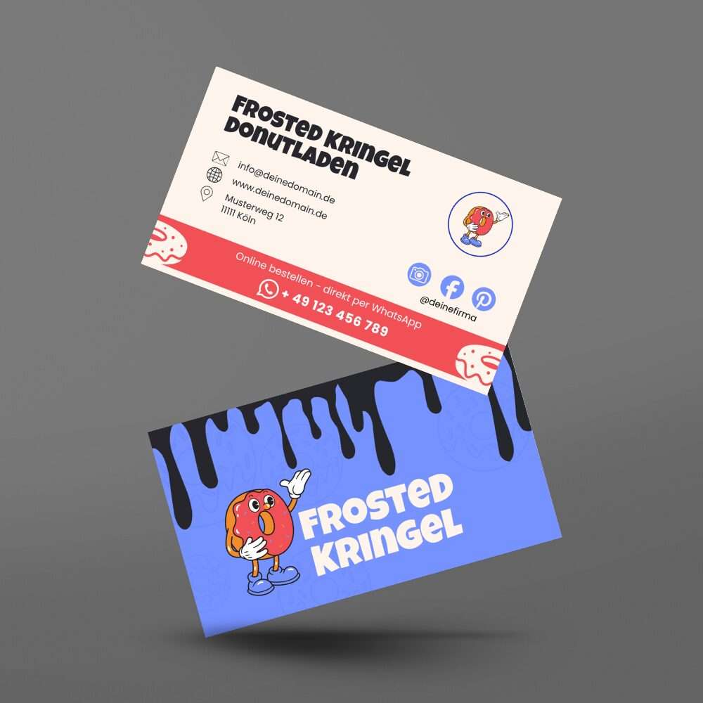 Visitenkarte von Frosted Kringel in Köln mit Logo, Kontaktinformationen und WhatsApp-Bestellfunktion
Visitenkarte von Frosted Kringel in Köln mit Logo, Kontaktinformationen und WhatsApp-Bestellfunktion